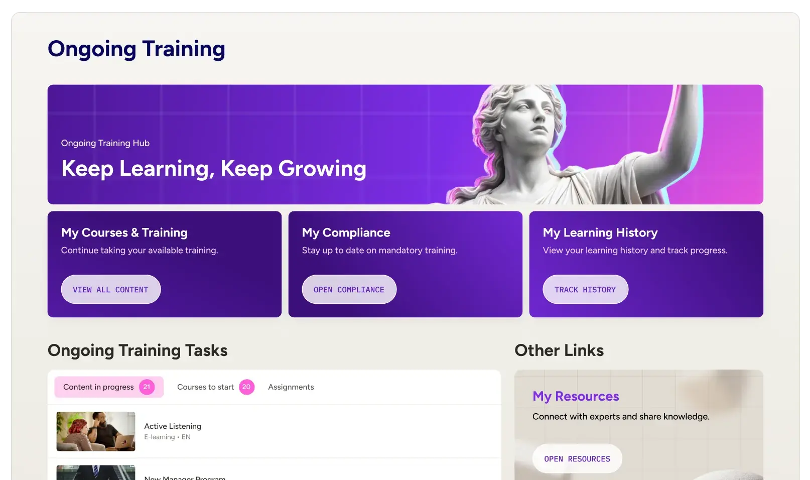 Docebo Learning screen