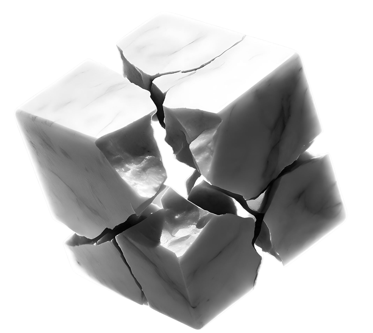 Fractured marble cube