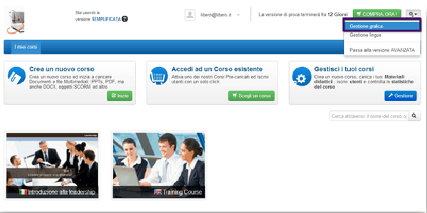 Accedi al pannello Gestione Grafica Accedi al pannello Gestione Grafica