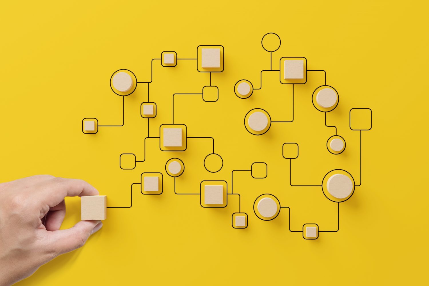 Connected blocks showing an integrated network