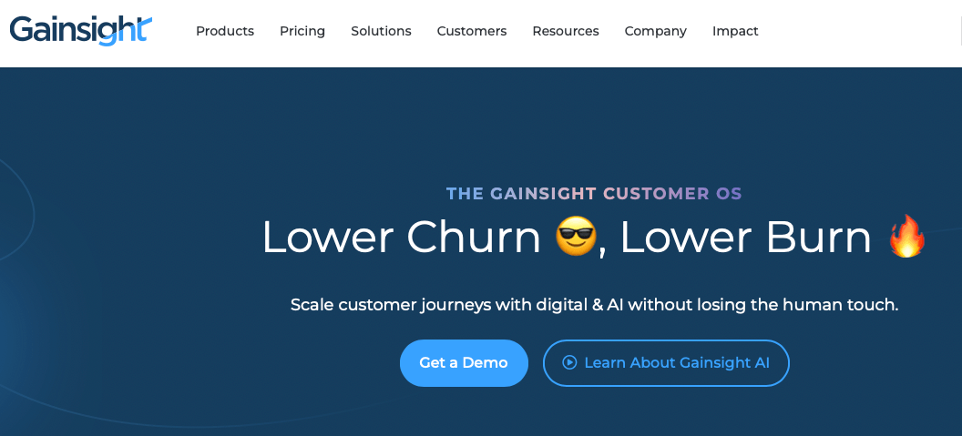 Gainsight website landing page screenshot