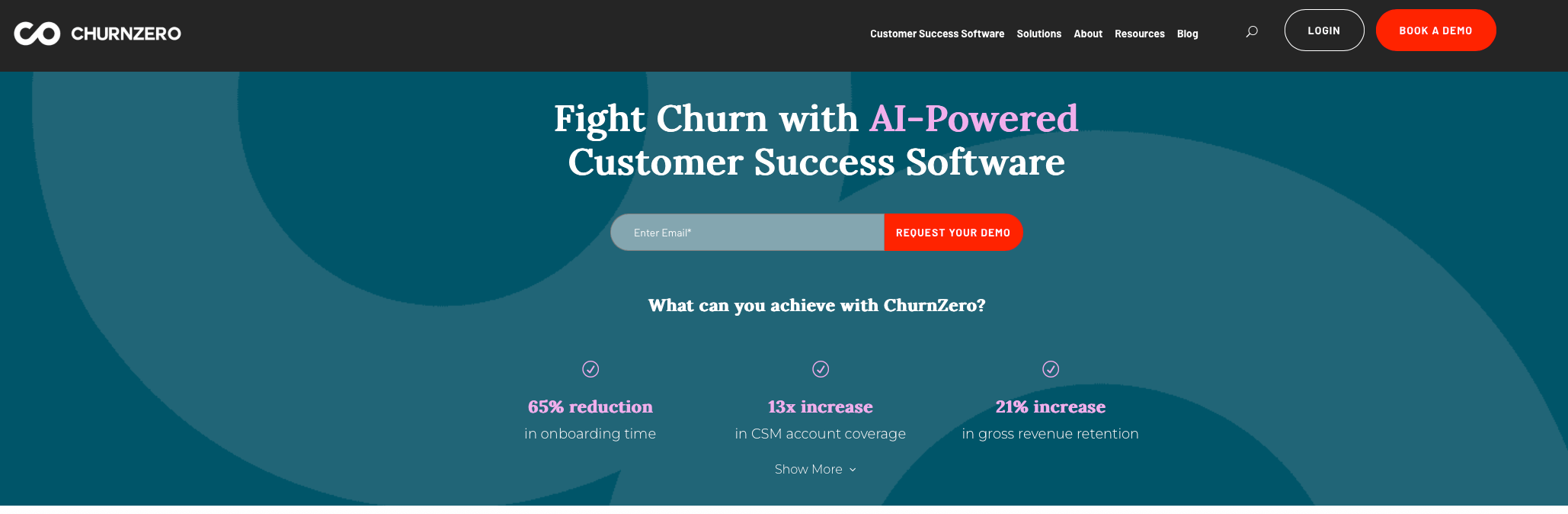 ChurnZero website landing page screenshot
