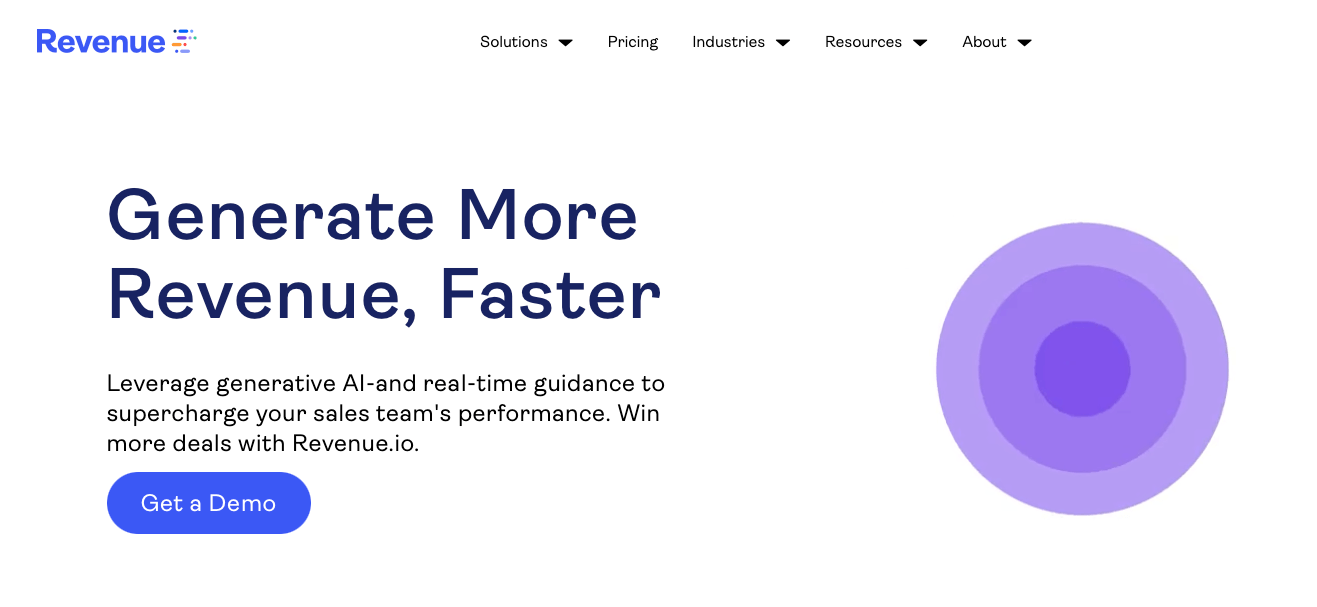 Screenshot of Revenueio website landing page