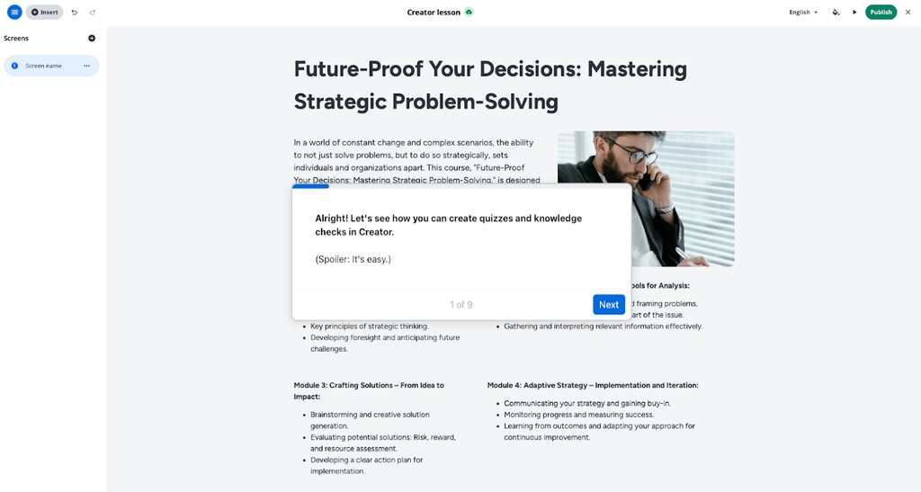 Docebo AI authoring tool Creator