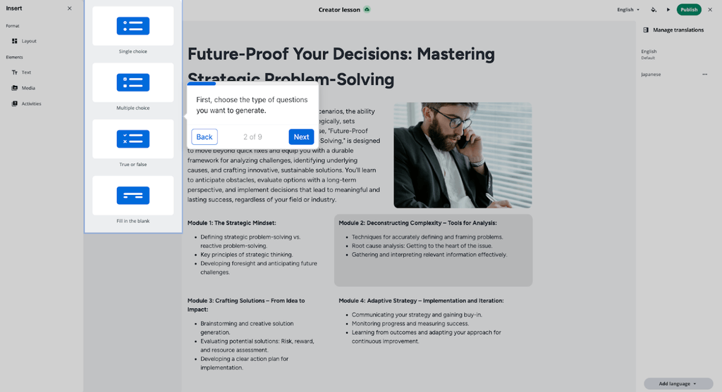 quizzes in Docebo AI Creator