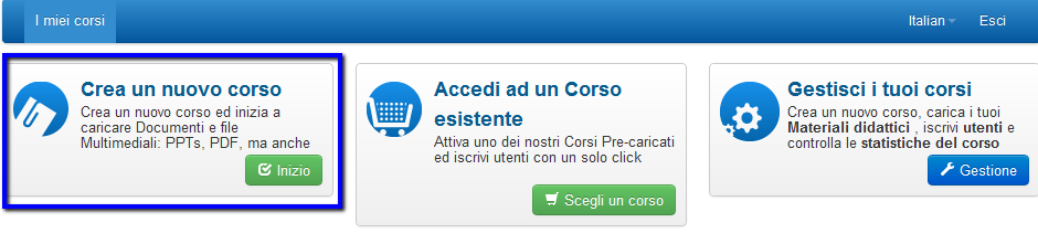 Inizia a creare il tuo corso