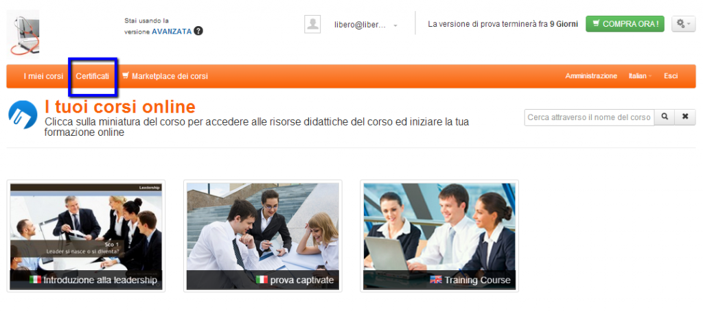 Il certificato e-learning è ora disponibile