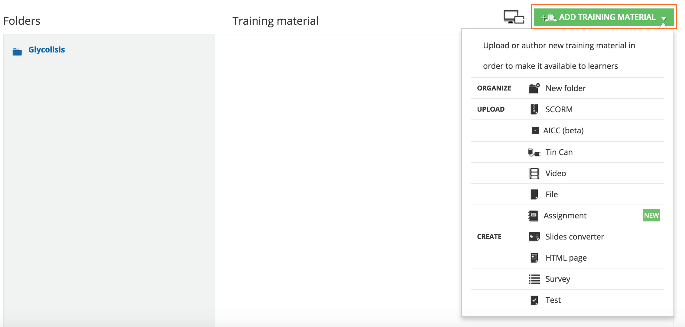 course Add training material