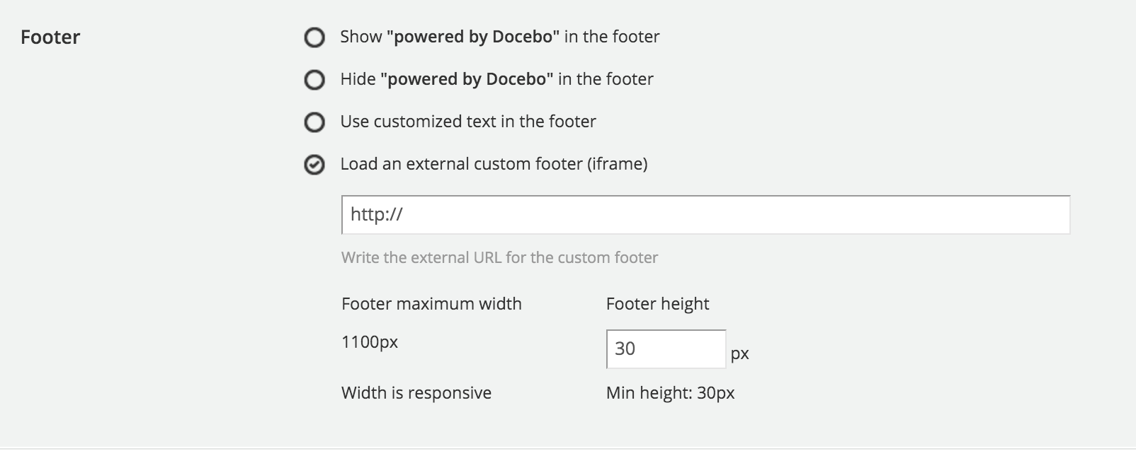 Customize the footer