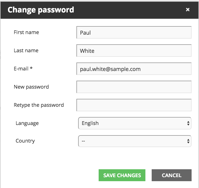 Dashboard change password