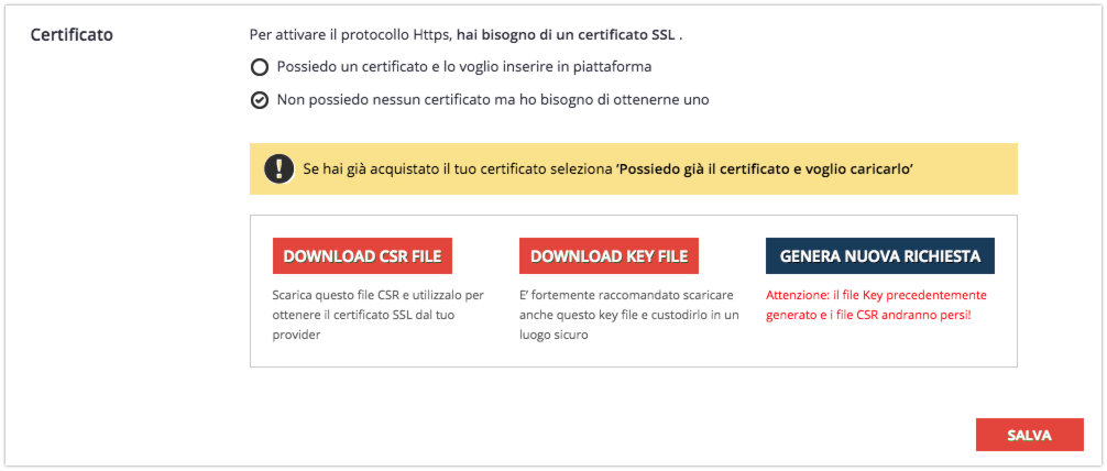 Certificato HTTPS