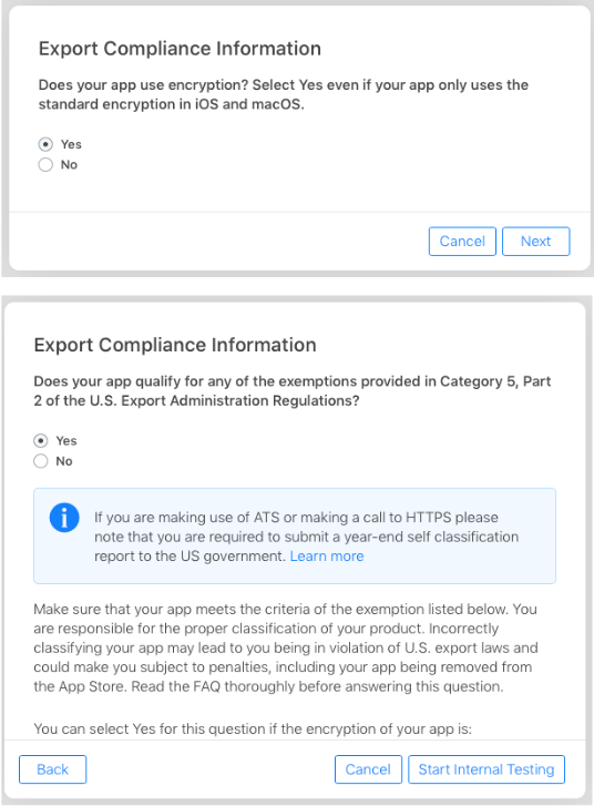 Export compliance information