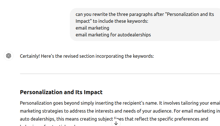 Generative AI can add or remove keywords from a text.